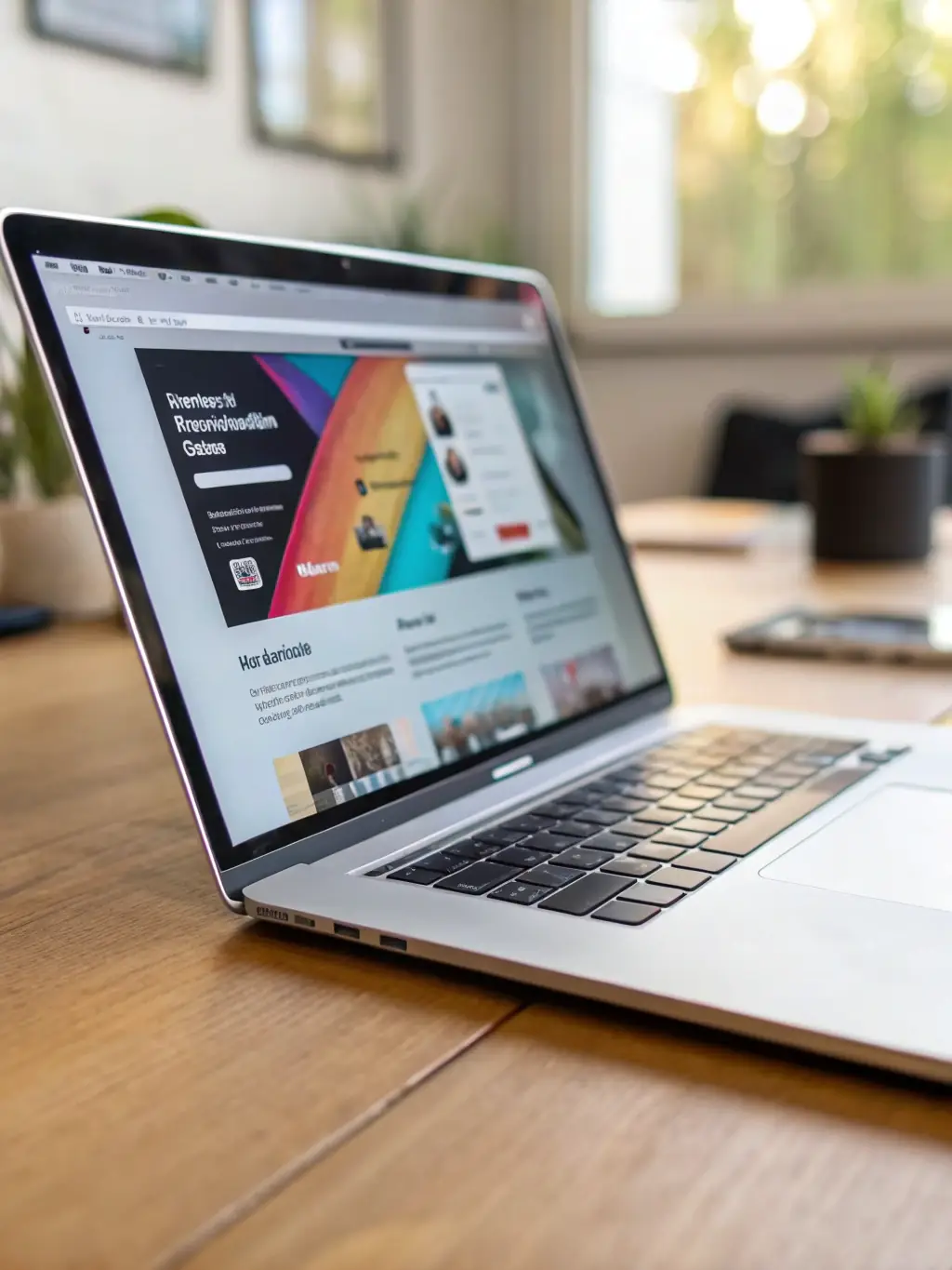 A clean and modern website design mockup displayed on a laptop screen, highlighting user-friendly navigation and responsive design.